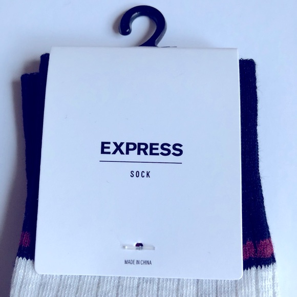 NEW EXPRESS Socks Triple Stripe Dress Socks Navy Men’s Size 8 - 13 - Picture 6 of 12